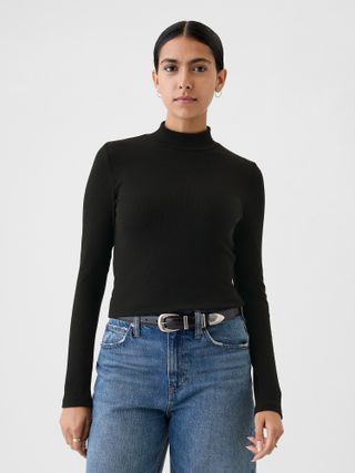 Gap, Modern Rib Cropped Mockneck Shirt