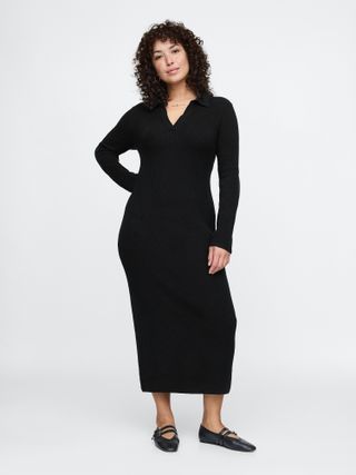 Gap, Cashsoft Rib Midi Polo Sweater Dress