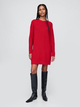 Gap, Cashsoft Shaker-Stitch Mini Sweater Dress