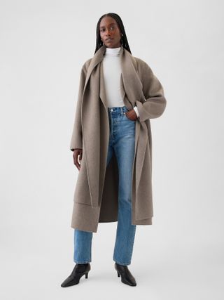 Gap, Belted Double-Faced Wool Scarf Coat