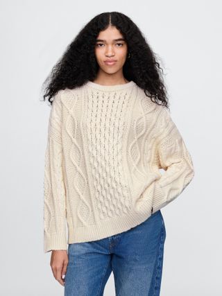 Gap, Oversized Mixed Cable-Knit Sweater