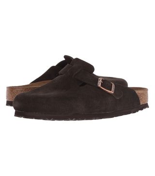 Birkenstock, Boston Clogs in Mocha Suede