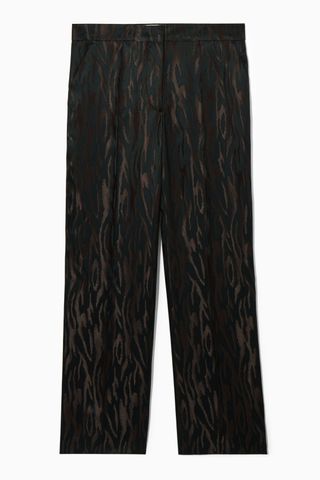 Regular Zebra-Jacquard Straight-Leg Trousers