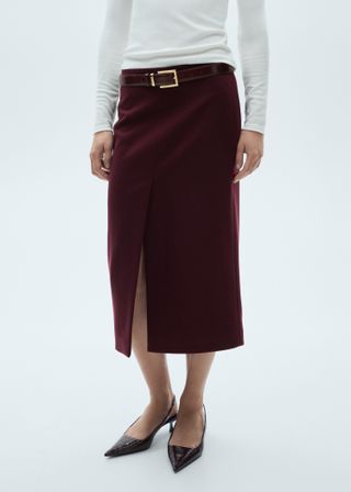 Wool Skirt With Slit - Women | Mango Usa