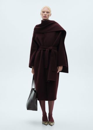 Wool Coat With Detachable Scarf - Women | Mango Usa