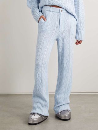 Guest in Residence, Cable-knit wool and cashmere-blend straight-leg pants