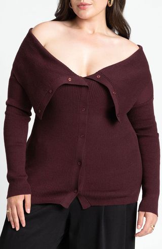 Portrait Collar Rib Cardigan