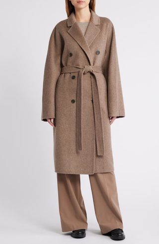 Oversize Double Breasted Double Face Wool Blend Coat