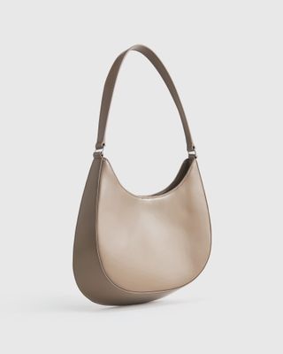 Quince Italian Abrasivato Leather Shoulder Bag in Taupe