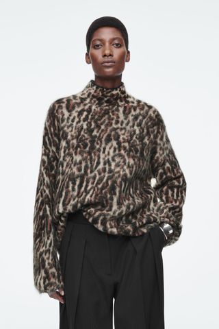 Leopard-Print Mohair-Blend Sweater