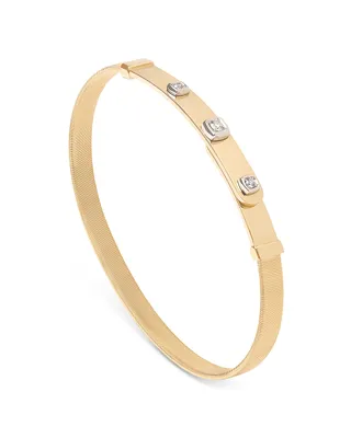 18k Yellow Gold Masai Diamond Station Coil Thin Bangle Bracelet