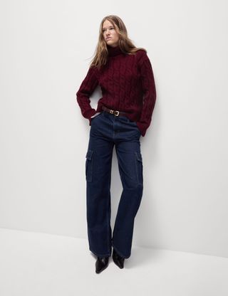 Cable Knit Roll Neck Jumper