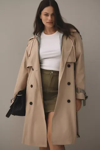 Pilcro Hooded Dickie Belted Trench Coat