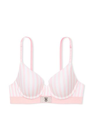 Pink Stripe Logo Strap Perfect Coverage Bra