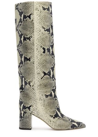 Anja 70 Python-Effect Leather Knee-High Boots