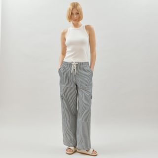 Cotton Ticking Stripe Cargo Trouser