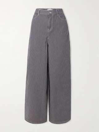 Sasha Striped High-Rise Wide-Leg Jeans