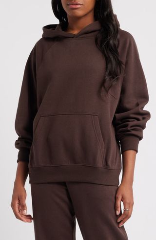 Fleece Detail Oversize Raglan Hoodie