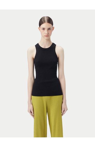 Ribbed Cotton Silk Cashmere Blend Tank Top