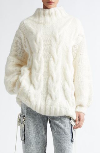 Gender Inclusive Sybil Oversize Cable Knit Mohair & Wool Blend Sweater