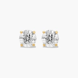 14k Yellow Gold Four Prong Round Brilliant Lab-Grown Diamond Stud Earrings (1.00 Ctw - F-G / Vs2-Si1)