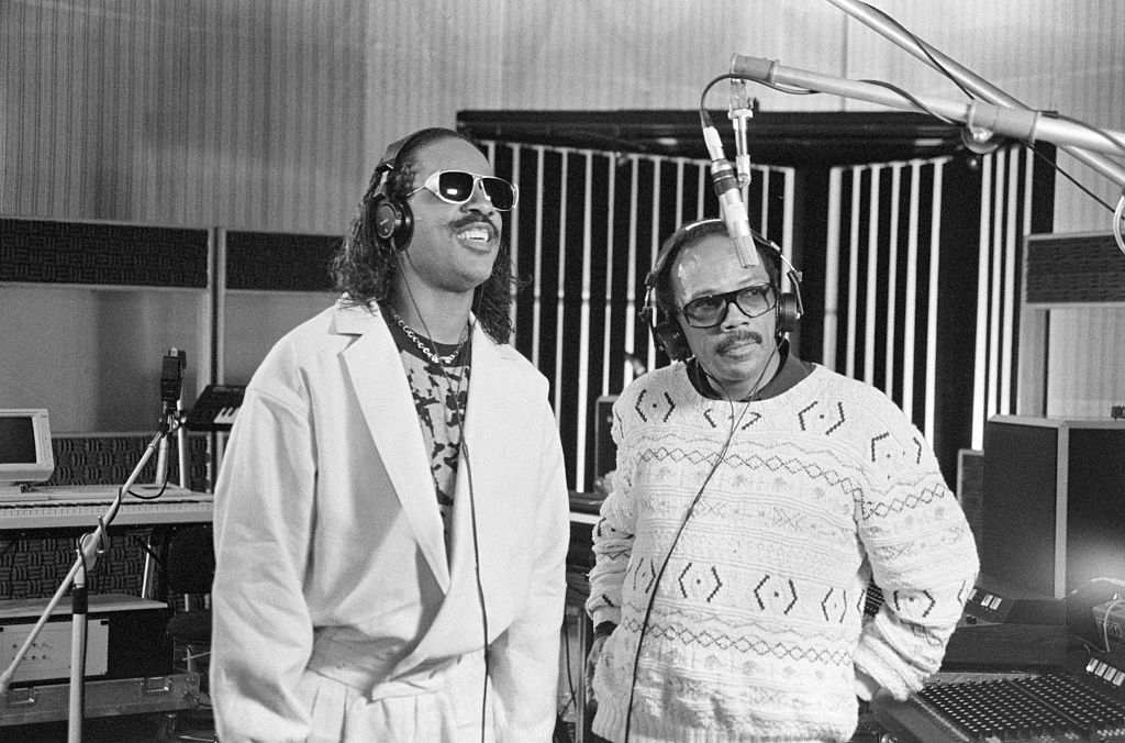 Stevie Wonder and Quincy Jones in Recording Studio