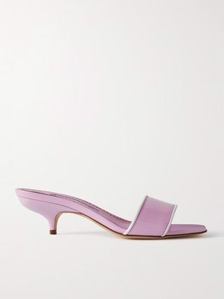 MANOLO BLAHNIK, Helamu 50 Two-Tone Patent-Leather Mules