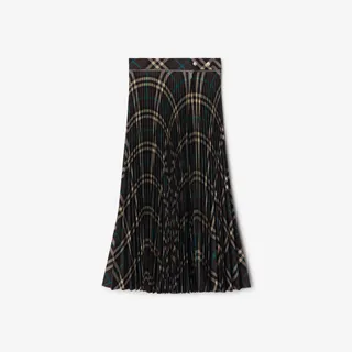 Pleated Check Wool Blend Skirt in Snug - Women, Technical | Burberry® Official