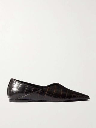 The Everyday Croc-Effect Leather Ballet Flats