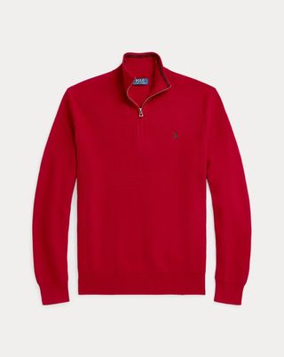 Polo Ralph Lauren, Mesh-Knit Cotton Quarter-Zip Sweater