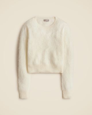 Brushed Cashmere Shrunken Crewneck Sweater