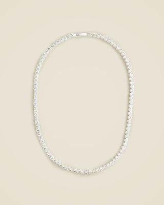 Round Cubic Zirconia Bezel-Set Tennis Necklace