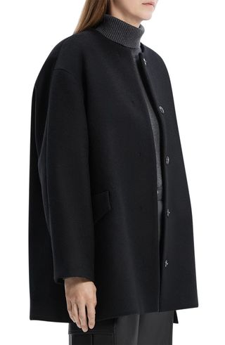 Cape Back Wool Blend Coat