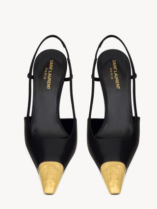 Saint Laurent, Babylone Slingback Flats in Satin Crepe