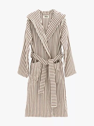 Hooded Striped Organic-Cotton Robe