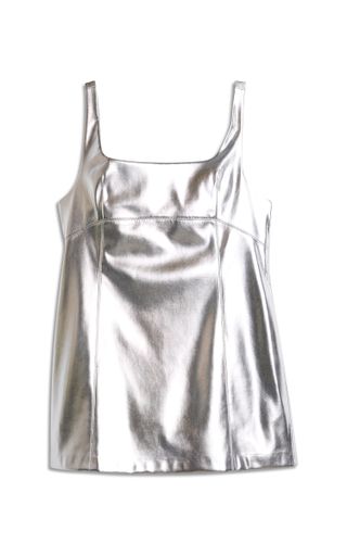 kennethcole, Vegan Metallic Open Back Strap Shift Dress