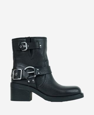 Stride Leather Buckle Moto Boots