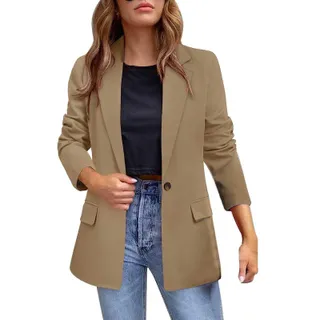 BUIGTTKLOP, Buigttklop Women Turn Down Collar Long Sleeve Casual Coat Cardigan Blouse