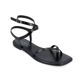 Journee Collection, Charra Faux Leather Square Toe Strappy Sandals