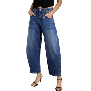 DOKOTOO, Dokotoo Women's Barrel Jeans Wide Leg Vintage Mid Rise Y2k Baggy Boyfriend Ankle Denim Pants Blue Size 10