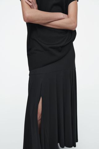 Flared Asymmetric Midi Skirt