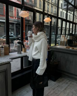 cashmere outfit ideas; matching scarf and sweater