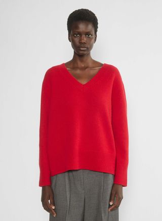 Plush Cashmere Oversized V-Neck Sweater