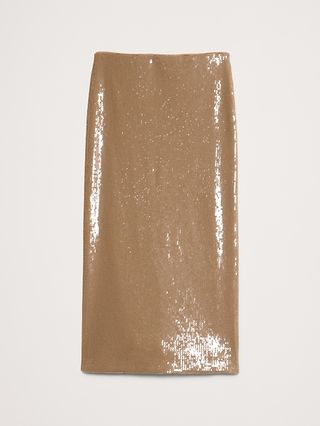 Stretch-Sequin Midi Skirt