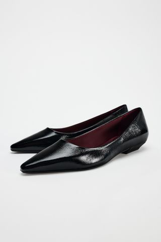 Faux Patent Leather Toe Shoes