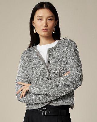 Sweater Lady Jacket in Silver Tinsel Yarn