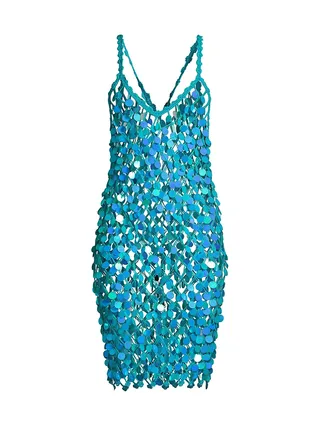 Sequined Crocheted Cotton-Blend Dress