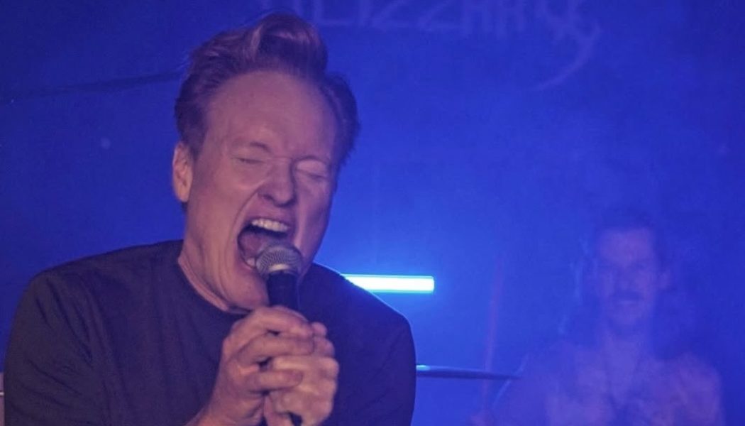 Conan O'Brien "got a hernia" singing with Austrian extreme metal band