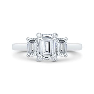 Bella Ponte 3-Stone Emerald Cut Diamond Engagement Ring in Platinum