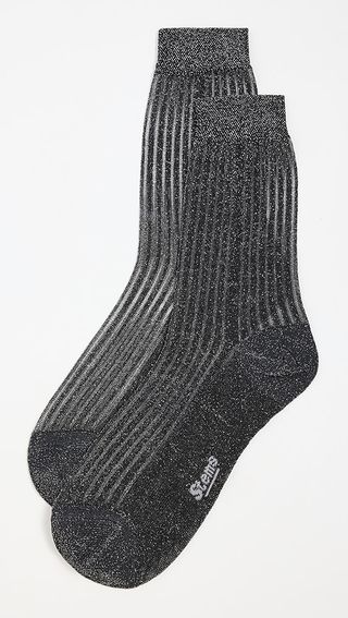 Stems Fine Ribbed Metallic Crew Socks